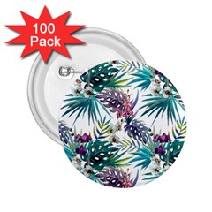 Tropical Flowers Pattern 2 25  Buttons (100 Pack)  by goljakoff