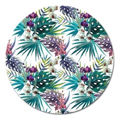 Tropical Flowers Pattern Magnet 5  (round) by goljakoff