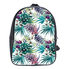 Tropical Flowers Pattern School Bag (large) by goljakoff