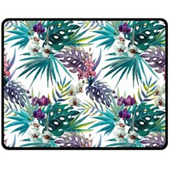 Tropical Flowers Pattern Fleece Blanket (medium)  by goljakoff