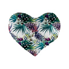 Tropical Flowers Pattern Standard 16  Premium Heart Shape Cushions by goljakoff