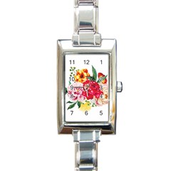 Garden Flowers Rectangle Italian Charm Watch by goljakoff