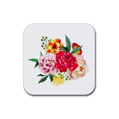 Garden Flowers Rubber Coaster (square)  by goljakoff