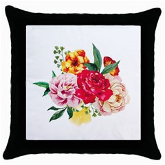 Garden Flowers Throw Pillow Case (black) by goljakoff