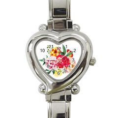 Garden Flowers Heart Italian Charm Watch by goljakoff