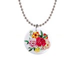 Garden flowers 1  Button Necklace Front