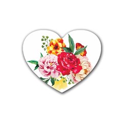 Garden Flowers Rubber Coaster (heart)  by goljakoff