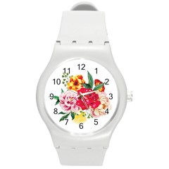 Garden Flowers Round Plastic Sport Watch (m) by goljakoff