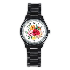 Garden Flowers Stainless Steel Round Watch by goljakoff