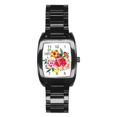 Garden Flowers Stainless Steel Barrel Watch by goljakoff