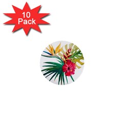 Tropical Flowers 1  Mini Buttons (10 Pack)  by goljakoff