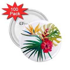 Tropical Flowers 2 25  Buttons (100 Pack)  by goljakoff