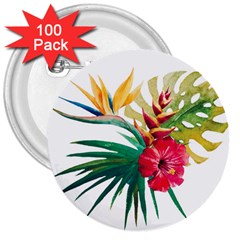 Tropical Flowers 3  Buttons (100 Pack)  by goljakoff