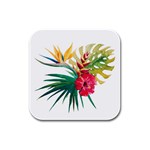 Tropical flowers Rubber Square Coaster (4 pack)  Front