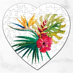 Tropical Flowers Jigsaw Puzzle (heart) by goljakoff