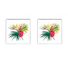 Tropical Flowers Cufflinks (square) by goljakoff