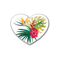 Tropical Flowers Heart Coaster (4 Pack)  by goljakoff