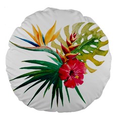 Tropical Flowers Large 18  Premium Round Cushions by goljakoff