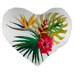 Tropical Flowers Large 19  Premium Heart Shape Cushions by goljakoff