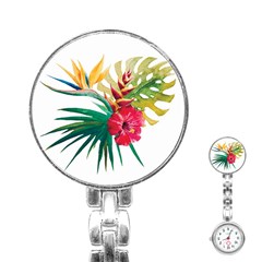 Tropical Flowers Stainless Steel Nurses Watch by goljakoff