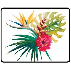 Tropical Flowers Double Sided Fleece Blanket (medium)  by goljakoff