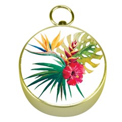 Tropical Flowers Gold Compasses by goljakoff