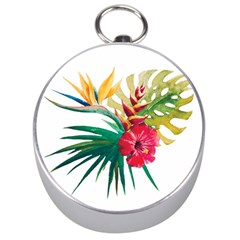 Tropical Flowers Silver Compasses by goljakoff