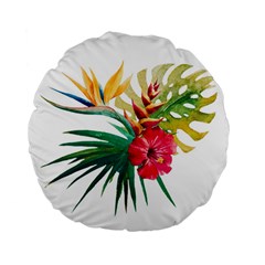 Tropical Flowers Standard 15  Premium Flano Round Cushions by goljakoff