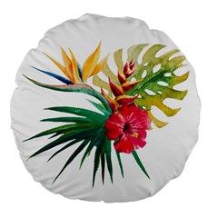 Tropical Flowers Large 18  Premium Flano Round Cushions by goljakoff