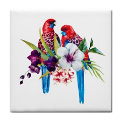 Tropical Parrots Tile Coaster by goljakoff