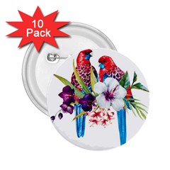 Tropical Parrots 2 25  Buttons (10 Pack)  by goljakoff