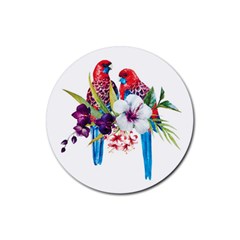 Tropical Parrots Rubber Coaster (round)  by goljakoff