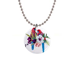 Tropical Parrots 1  Button Necklace by goljakoff