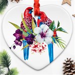 Tropical parrots Heart Ornament (Two Sides) Front