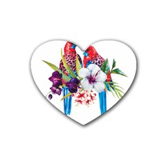 Tropical Parrots Heart Coaster (4 Pack)  by goljakoff