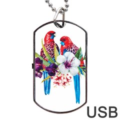 Tropical Parrots Dog Tag Usb Flash (one Side) by goljakoff