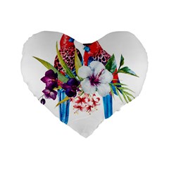 Tropical Parrots Standard 16  Premium Heart Shape Cushions by goljakoff