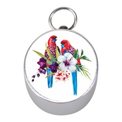 Tropical Parrots Mini Silver Compasses by goljakoff