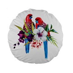 Tropical Parrots Standard 15  Premium Flano Round Cushions by goljakoff