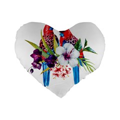 Tropical Parrots Standard 16  Premium Flano Heart Shape Cushions by goljakoff