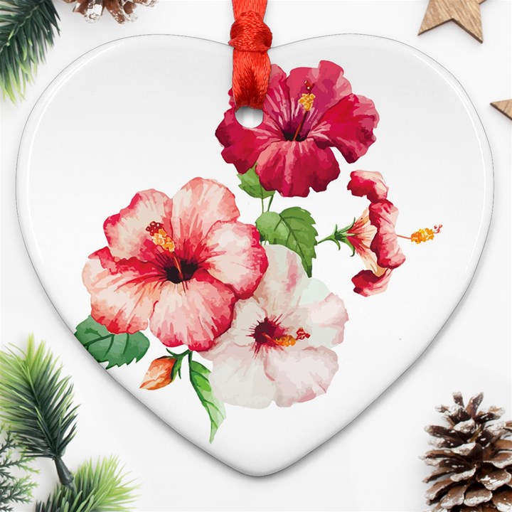 Flawers Heart Ornament (Two Sides)