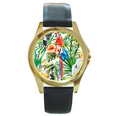 Jungle Round Gold Metal Watch by goljakoff