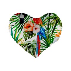 Jungle Standard 16  Premium Flano Heart Shape Cushions by goljakoff