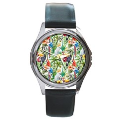 Jungle Birds Round Metal Watch by goljakoff