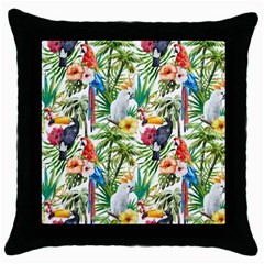 Jungle Birds Throw Pillow Case (black) by goljakoff