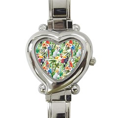 Jungle Birds Heart Italian Charm Watch by goljakoff