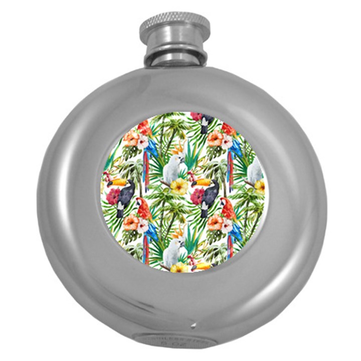 Jungle birds Round Hip Flask (5 oz)