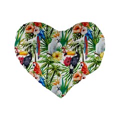 Jungle Birds Standard 16  Premium Heart Shape Cushions by goljakoff