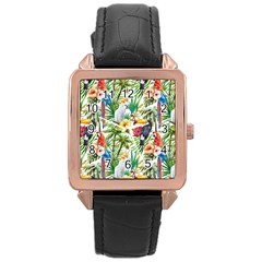 Jungle Birds Rose Gold Leather Watch 