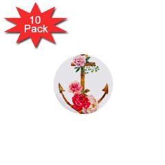 Flowers Anchor 1  Mini Buttons (10 Pack)  by goljakoff